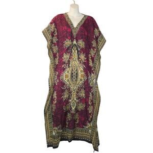 Phases Womens One Size Kimono‎ Swim Cover Up Dress Casual Colorful Artsy Lounge